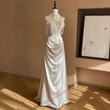French Light Wedding Bridal Fishtail Fascilled Yarn High-End Light Lace Densate Evening Dress HZ0517
