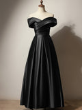 Black Art Exam Evening Dress Female Shoulder-Singing High-End French Banquet Host Atmospheric Temperament Solo HZ0517