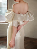 Scensing Light Wedding Dress 2026 New Bride's Shoulder Retro Fishtail Simple Temperament Elegant Wedding Dress HZ0517