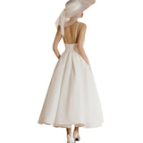 French-Style Densant Simple Light Wedding Dress Shoots Out Of The Yarn Crane To Lead The Small White Dress Retro Photo Photo HZ0517