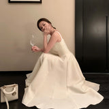 White Hepburn Dress 2026 New Sling Small Dress Small White Dress Waist Can Wear Dress Light Wedding Dress HZ0517