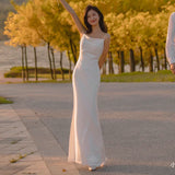 French Light Wedding Dress Super Fairy Bride Travel Simple Ribbon Sling Skirt Exterior Yarn Daily Light Small Dress HZ0517