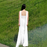 French Long Temperament Sexy Breast-Wearing Bridal Morning Dress Light Wedding Dress Slim Thin Simple Birthday Evening Dress HZ0517