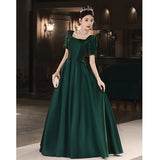 Ink Green Retro Dingy Evening Dress New Party Birthday Dress Dress French Niche Art Showsuit HZ0517
