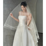 Brased And Densate Wedding Dress 2026 New Bridal Small Yarn Texture French Light Door Yarn Small Tail Dress HZ0517