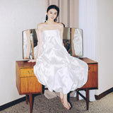 French Morning Robe Female Bride High Sense Of The Dress With A Touch Of A Smiley Dress With Light Wedding Dress With Light Luxury Yarn Engagement White Breast-Wearing Dress HZ0517