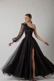 2026 Spring New Long Sleeve Open Fork Sexy Host Shoulder Walk Banquet Evening Dress HZ0517