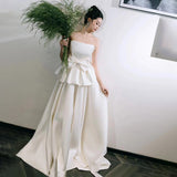French Light Wedding Temperament Breast-Wearing Bow Engagement Dress Female Sen Family Super Fairy Bride Welcome Out Of The Light Wedding Dress HZ0517