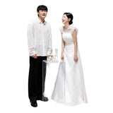 Korean Light Wedding Dress Simple Engagement Dress Welcome Lawn Wedding Dress Main Wedding Certificate Small White Dress Outdoor HZ0517