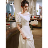 White Evening Dress Can Usually Wear A Date Registration French Dress Dress Card Light Engagement Small Dress HZ0517