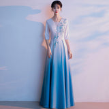 Grand Choir Performance Dress Female Dress Student Host Conducts Evening Dress National Wind Gradually Red Song Competition Costume HZ0517