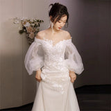 French Light Wedding Dress Bride 2026 New Temperament Welcome Yarn Travel Dress Super Fairyen Small Tail Yarn HZ0517