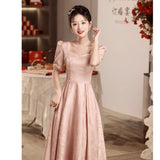 Pink Toast Dress Bride Wedding Wedding Wedding Wedding Dress Back Door Engagement Dress Women Spring Dress French Long HZ0517