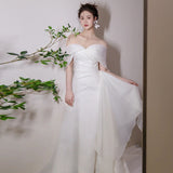 French Word Shoulder Light Wedding Dress 2026 Summer New Bridal Super Fairy Temperament Welcome Binsen White Yarn Woman HZ0517