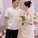 Brased Light Wedding Dress With Thin Travel Pat Light Yarn Morning Dress Bridal Engagement Toast Dress Evening Dress HZ0517