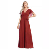 Evening Dress 2026 New Sexy Body Repair V-Neck Chiffon Dress Women's Party Bridesmaid Dress HZ0517