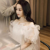 Engagement Dress Morning Dress Dress Dress Light Luxury Niche Toast Dress 2026 New White Wedding Banquet Dress HZ0517