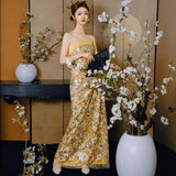 New Chinese Style Morning Robe Female Senior Sense Bride Wedding Toasting Engagement Evening Dress Dress Light Luxury Niche High-End HZ0517