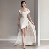 French-Style Dens Bridal Light Wedding Dress White High-End Sense Bride Wedding Engagement Certificate Registration Trip Yarn HZ0517