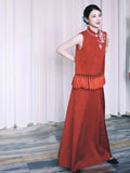 New Chinese Bride Toast Suit 2026 New Sleeveless Wine Red Two Sets Of Small Daily Engagement Dress Skirt HZ0517