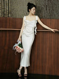 French Sling Light Wedding Dress Bridal Certificate Registration One-Step Skirt Engagement Banquet Dress Simple Temperament Daily Long Dress HZ0517