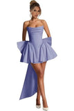 New One-Word Shoulder-To-Shoulder Evening Dress Bow Dress Short Ball Birthday Dress HZ0517