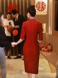 Cheongsam Toasting Red Chinese Wedding Small Improvement Young Engagement Dress Autumn Thin Bride Woman HZ0517