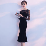 Evening Dress Women 2026 New Light Luxury Niche High-End Banquet Temperament Black Fishtail Small Dress HZ0517