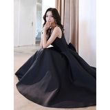 Black Evening Dress Women's New 2026 Hepburn Feast Banquet Temperament Host Art Examination Dress Annual Evening Dress HZ0517