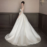 Brasing Light Wedding Dress French Tailing High-End Flower Densate Thin Dress Dress Light Luxury Temperament Welcome Yarn HZ0517