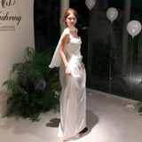 Engagement Dress White Simple Vertiny Certificate Registration Dress Simple Light French Light Wedding Dress HZ0517