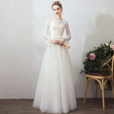 French Light Wedding Dress 2026 New Bridal Family Retro Long-Sleeved Wedding Dress Simple Thin Out Yarn Super Fairy HZ0517