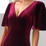 Velvet Banquet Evening Dress Fashion 2026 New Dress Atmospheric Elegant Fashion Evening Dress HZ0517
