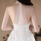 Hanging Neck Lace Light Wedding Dress Sen Series Super Fairy Out Of The Back Of The Back Of The Light Yarn Welcome Outdoor Wedding Wedding Wedding Morning Robe HZ0517