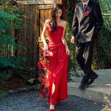 French Toasting Bride Red Morning Robe Female High Sense Light Luxury Temperament Engaged To Wedding Fishtail Brawn Dress Dress HZ0517