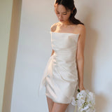 French Stite Braided Lightweight Wedding Dress 2025 New Simple Short Sexy White Travel Shot Light Wedding Dress HZ0517