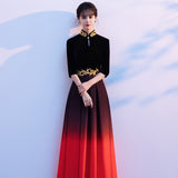 New Performance Suit Black Collar Gradient Temperament High Sense Command Recitation Performance Competition Evening Dress HZ0517