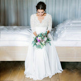 2026 Spring New Simple Bohemian Deep Wind V Lace Luo Back Beach Light Wedding Dress HZ0517