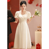 White Evening Dress Can Usually Wear A Summer Certificate Registration Small White Dress Toasting Women's French Engagement Dress HZ0517