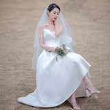 Sing Noodles Go Out Yarn French Light Wedding Dress White Sling Simple Bride Wedding Trip Certificate Registration Dress Dress Woman HZ0517