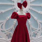 French Bride Toasting Small Man In Escape Princess Thin Dress Female Red Wedding Back Door Engagement Dress HZ0517