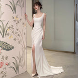 Suspension Belt Light Wedding Dress Slim Thin Fish Tail Out Yarn 2026 New Winter White Vertery Dress Dress Dress Dress HZ0517