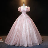 Banquet Evening Dress 2026 New Pink Heavy Industry Ponn Yarn Party Performance Shirt HZ0517