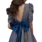 Starry Night Dress Dress Female Blue V Collar Light Luxury Niche High-End High-Grade Toasting Wedding Banquet Autumn HZ0517