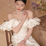 French Brao Light Wedding Dress 2026 New Bridal Temperament Simple Shoulder-Tailed Fish-Tailed And Vertinated Face Welcome Dress HZ0517