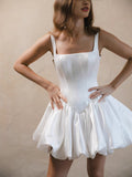 Light Wedding Dress Ding Noodles Simple Shoulders Slings Short Light Luxury Niche Travel To Shoot Super Fairy Fluffy Skirt Daily Dress HZ0517