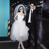 Light Wedding Slings French Retro Bride Wedding Engagement Dress Dress Daily Small Man Certificate Registration Small White Dress HZ0517
