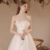 Bride Wedding Light Wedding Dress 2026 New Rice White Densate Engagement Temperament Long Bram Dress Dress Dress Yarn HZ0517