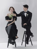 New Theme Evening Dress Vintage Vertiny Photo Black Wedding Couple Photo French Hepburn Style Dress HZ0517