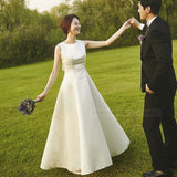 2026 New Set Of Front-Faced Long-Shoulder White Dress Simple Mori Bride Wedding Brigade Shooting Shadow Light Wedding Dress HZ0517